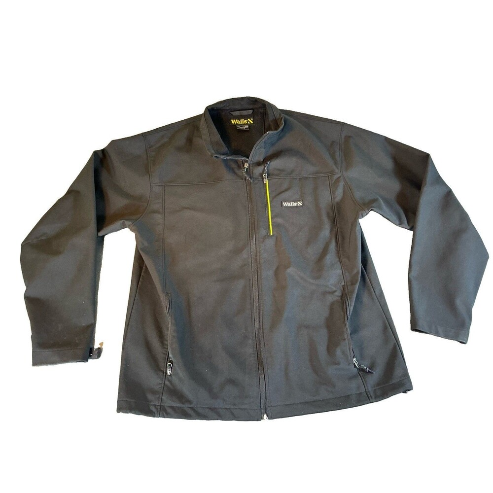 Walls Work Wear L Black Zip Shell Windbreaker Jacket Men’s Black Coat Large